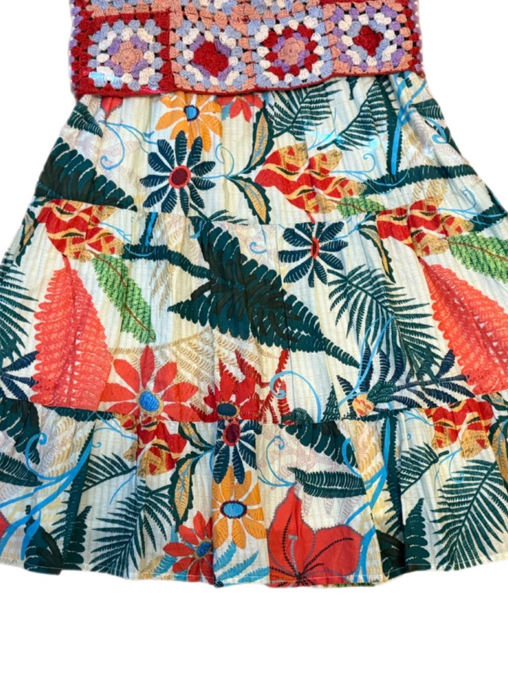 FARM Rio X Anthropologie Crochet Bodice Tropical Coastal Mini Dress - Picture 7 of 12
